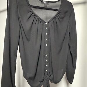 Karen Kane Black Button-Front Blouse